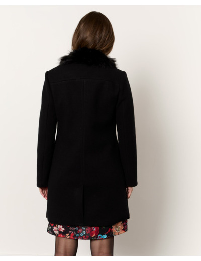 Manteau longueur genoux uni NOIR Femme