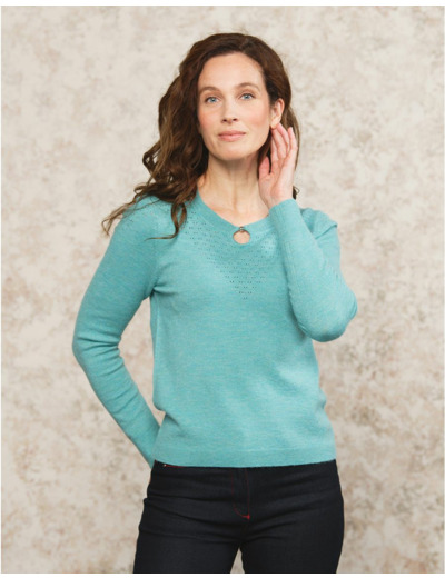 Pull fin laine vert