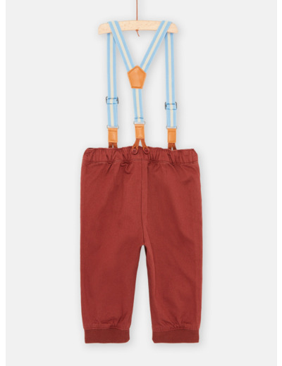 Pantalon havane à bretelles pour bébé garçon