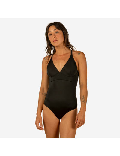 MAILLOT DE BAIN DE SURF 1 PIÈCE FEMME AVEC DOUBLE RÉGLAGE DOS BEA NOIR