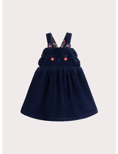 Robe bleu minuit en velours pour bébé fille