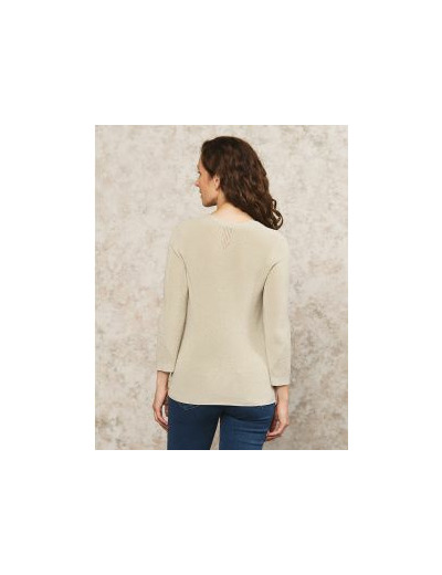 Pull beige maille ajourée