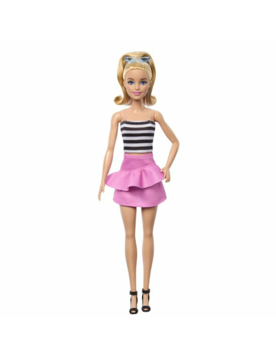 Barbie - poupée fashsionista avec top rayé