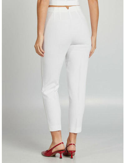 Pantalon droit taille haute - blanc