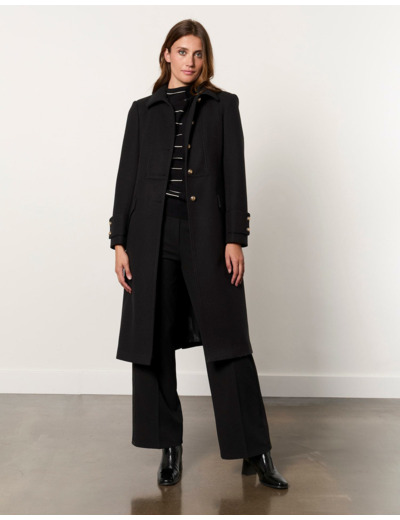 Manteau long uni NOIR Femme