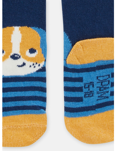 Chaussettes rayées à motif chien pour bébé garçon