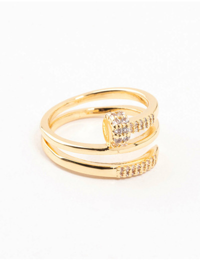 Gold Plated Cubic Zirconia Nail Wrapped Ring