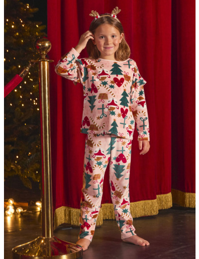 Pyjama en velours thème Noël pour fille