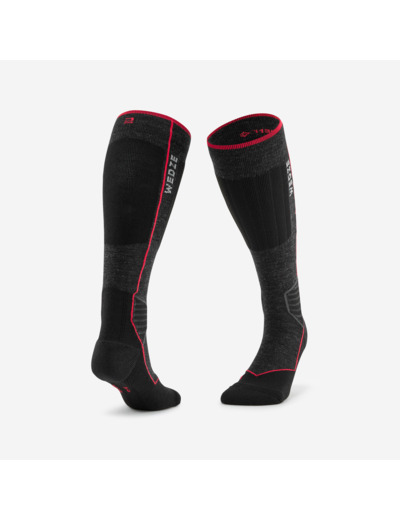 Chaussettes de ski et snowboard laine adulte, 900 WOOL noir