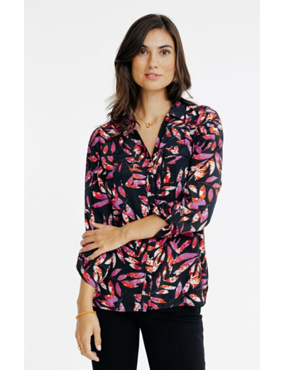 Chemise Imprimee Motif Feuillage Colore