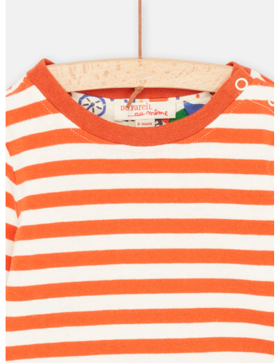 T-shirt écru et orange réversible pour bébé garçon