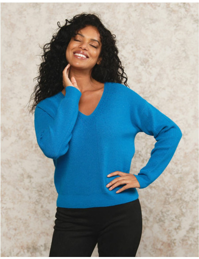 Pull mélange laine bleu