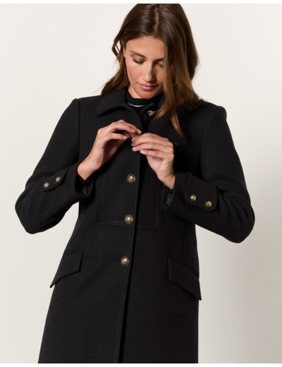 Manteau long uni NOIR Femme