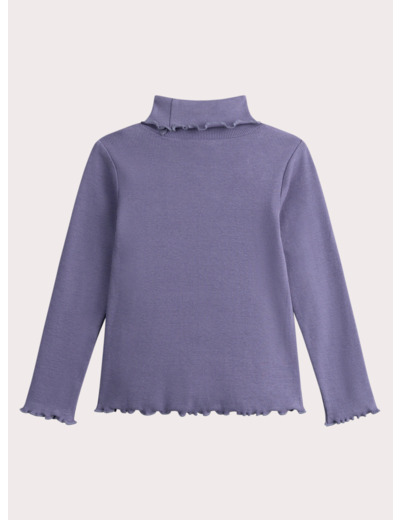 Col roulé lilas uni pour fille