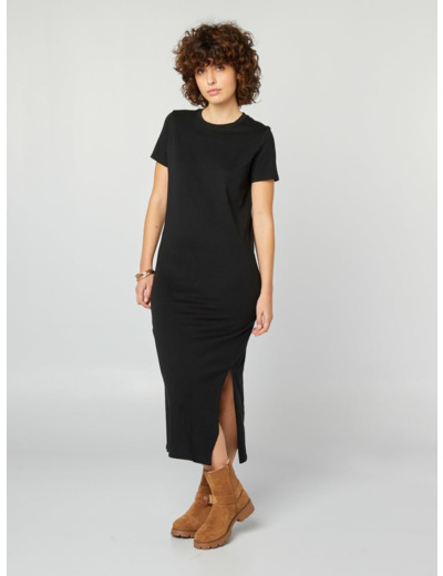 Robe t-shirt longue - noir