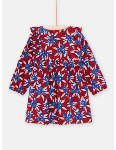 Robe rouge et bleu à imprimé fleuri bébé fille