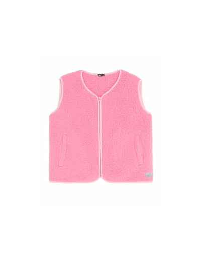 Veste sans manches en sherpa rose