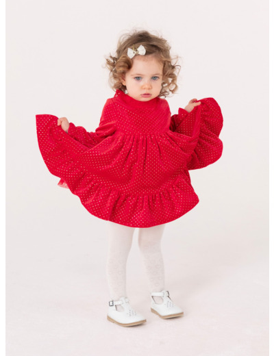 Robe rouge en velours pour bébé fille