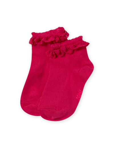 Chaussettes roses avec volant en dentelle enfant fille