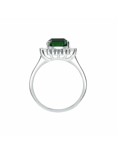 Bague CLEOR en Argent 925/1000 Blanc et Oxyde Vert