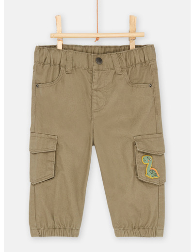 Pantalon en twill couleur vert militaire bébé garçon