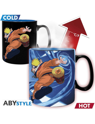 ABYstyle Abysse Corp Naruto Tasse à effet thermique Naruto & Sasuke Noir Imprimé 100% céramique Capacité env. 460 ml Z108990