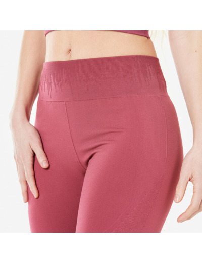 Legging long yoga effet seconde peau taille haute, rose cendré