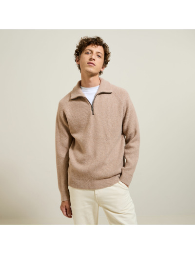 Pull col camionneur doux - Beige