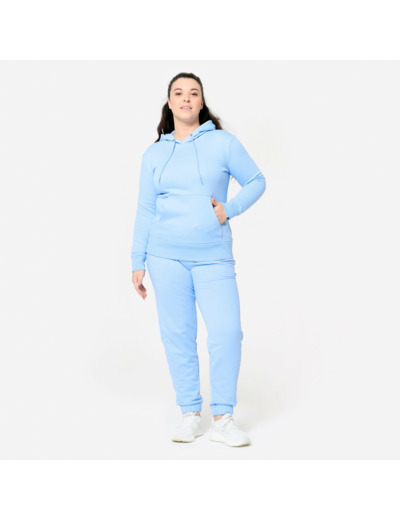 Sweat à capuche en coton femme, bleu clair