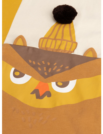 T-shirt jaune animation hibou et castor pour garçon