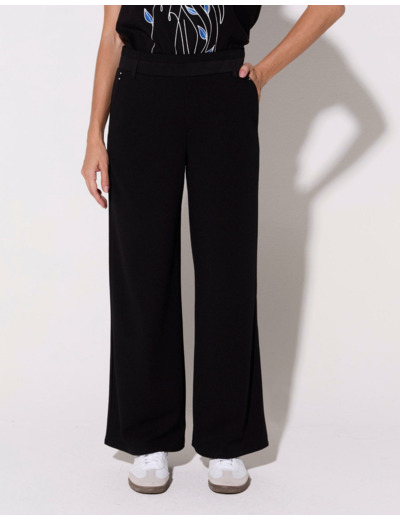 Pantalon 7/8 large uni NOIR Femme