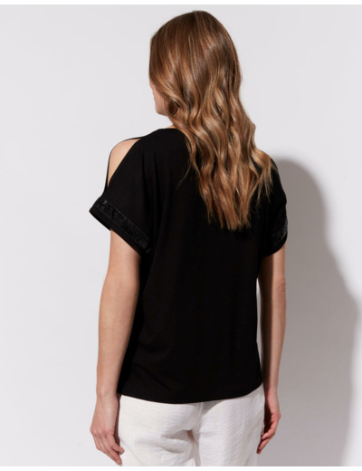 T-Shirt manches courtes uni NOIR Femme