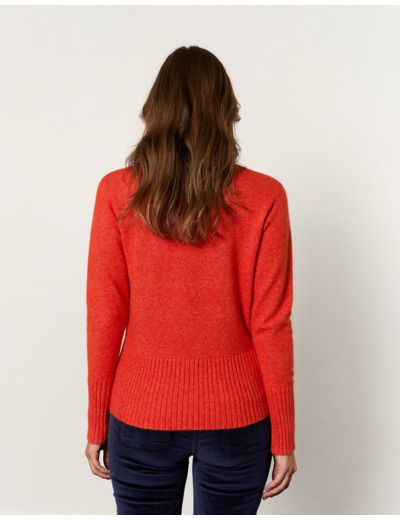 Pull épais contenant de la laine uni ORANGE Femme