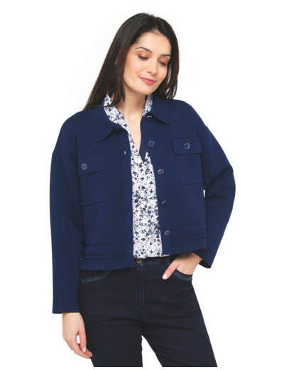 Gilet col chemisier bleu