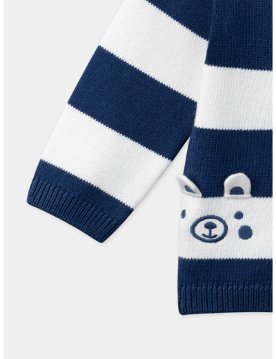 Pull bleu et blanc à imprimé à rayures