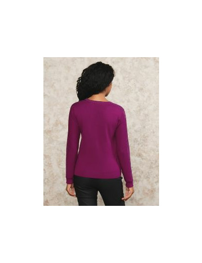 Pull maille strass violet