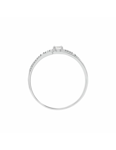 Bague CLEOR en Or 375/1000 Blanc et Oxyde