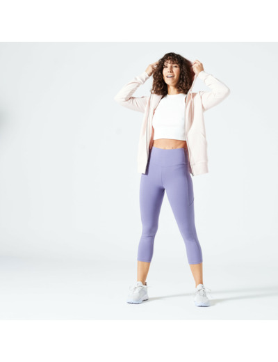 Sweat zippé fitness femme, rose quartz