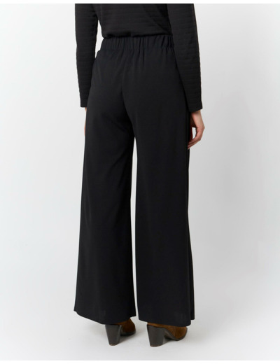 Pantalon long large uni NOIR Femme