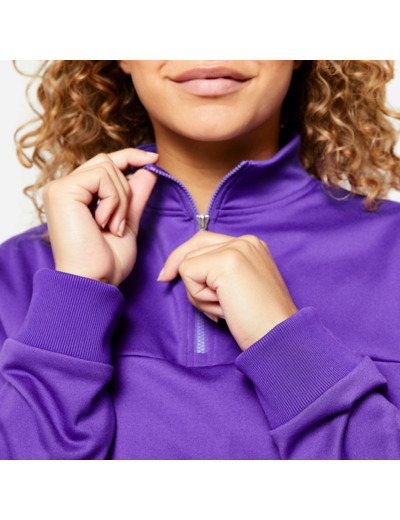 Sweat Manches Longues Col Zippé Fitness Cardio Femme Violet