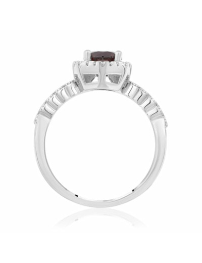 Bague CLEOR en Argent 925/1000 Blanc et Oxyde Rouge