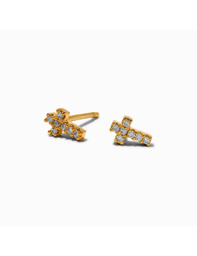 Clous d’oreilles croix en zircon cubique couleur dorée C LUXE by Claire’s