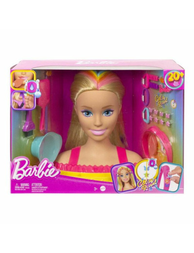 Barbie Ultra chevelure - Tête à coiffer blonde mèches arc-en-ciel