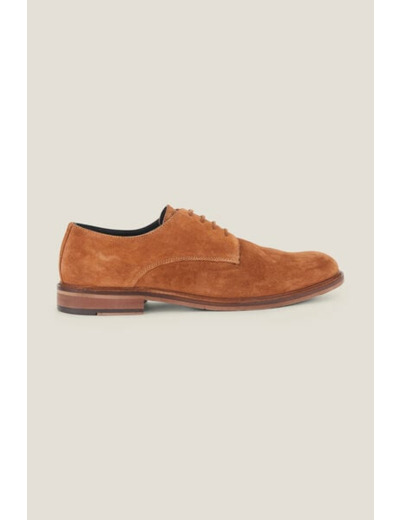 Chaussures derby en croûte de cuir suédé - Camel