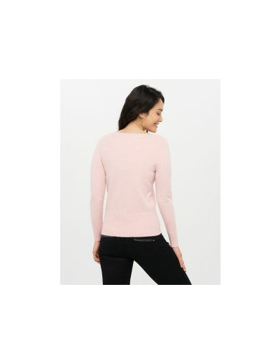 Pull col bateau rose