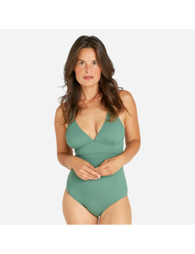 Maillot de bain 1 pièce texturé Femme - Bea kaki