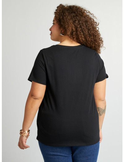 T-shirt en maille jersey manches courtes - noir