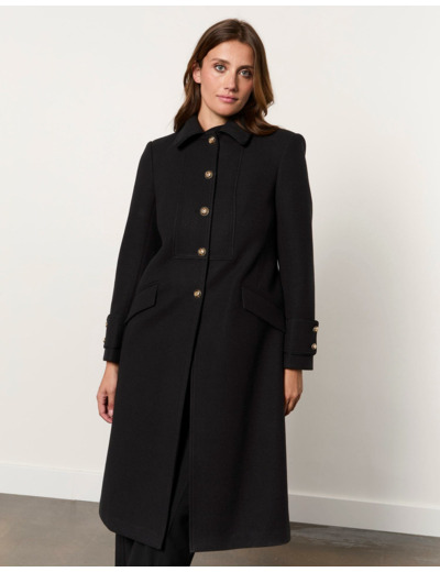 Manteau long uni NOIR Femme