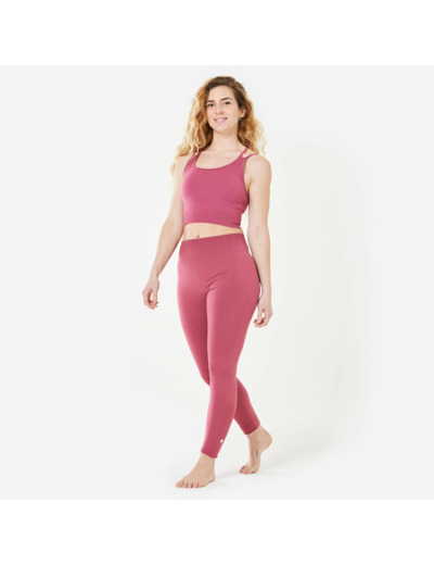 Legging long yoga effet seconde peau taille haute, rose cendré