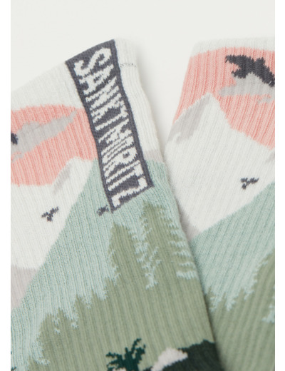 Chaussettes en cachemire à motif montagnes